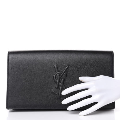 Saint Laurent Calfskin Monogram Large Belle De Jour Clutch Black 2 of 8