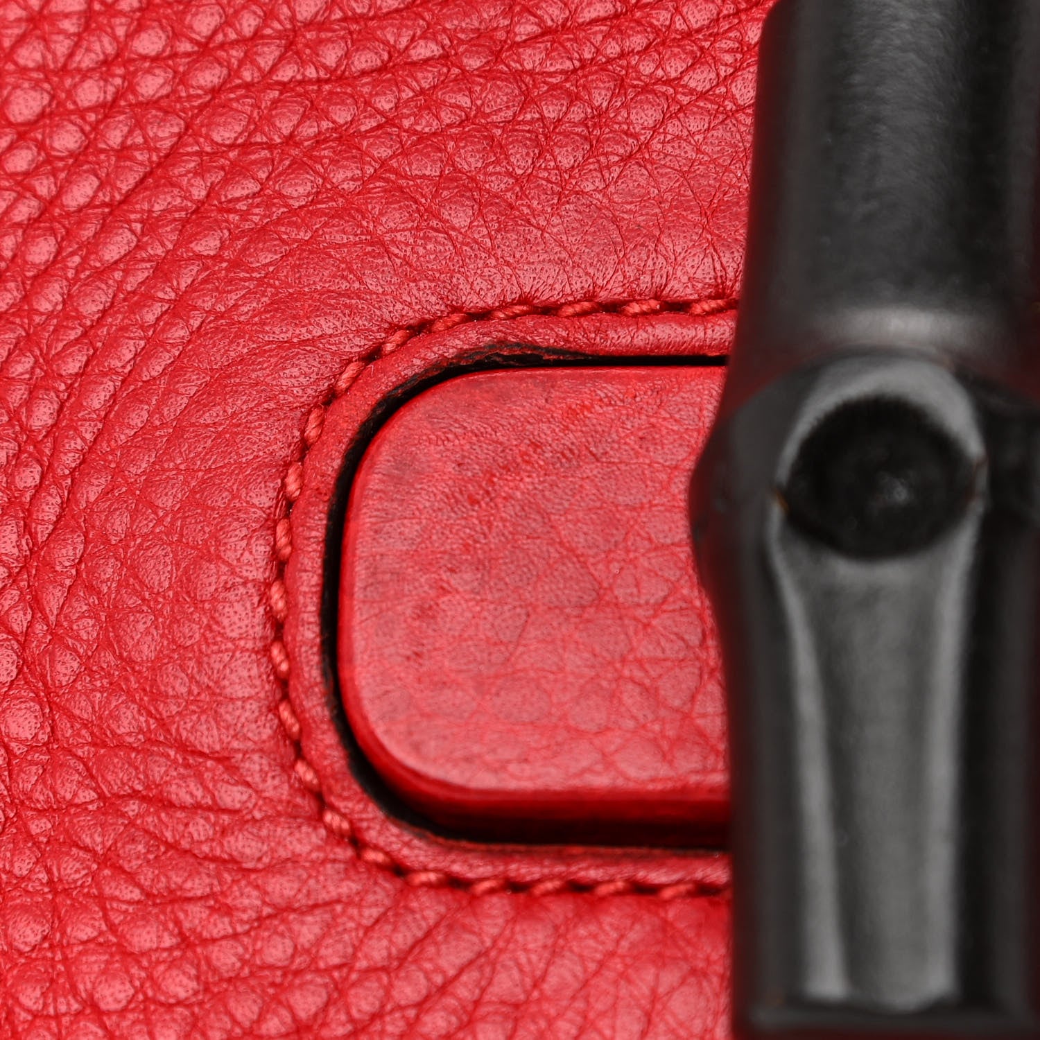 Gucci Pebbled Calfskin Large Bamboo Daily Top Handle Bag Red 11 of 11