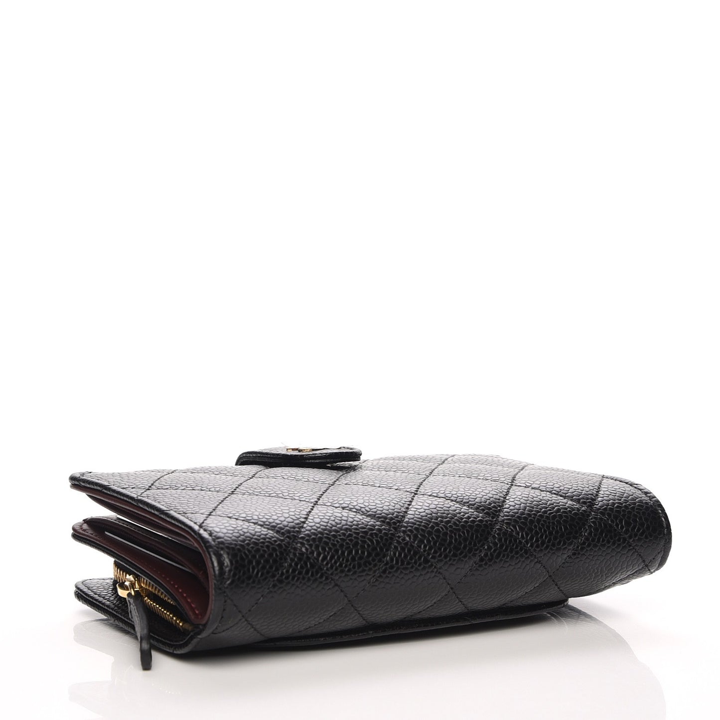 Caviar Quilted Zipped Pocket Wallet Black