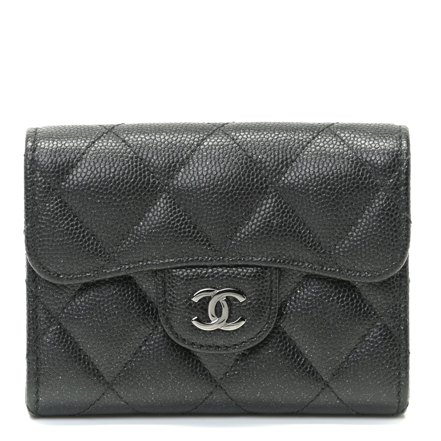 Chanel Iridescent Caviar Quilted Flap Card Holder Wallet Black 1 of 7