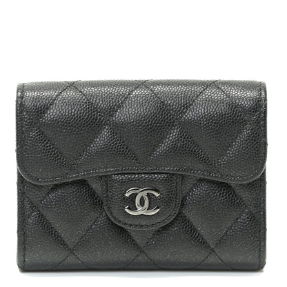 Chanel Iridescent Caviar Quilted Flap Card Holder Wallet Black 1 of 7