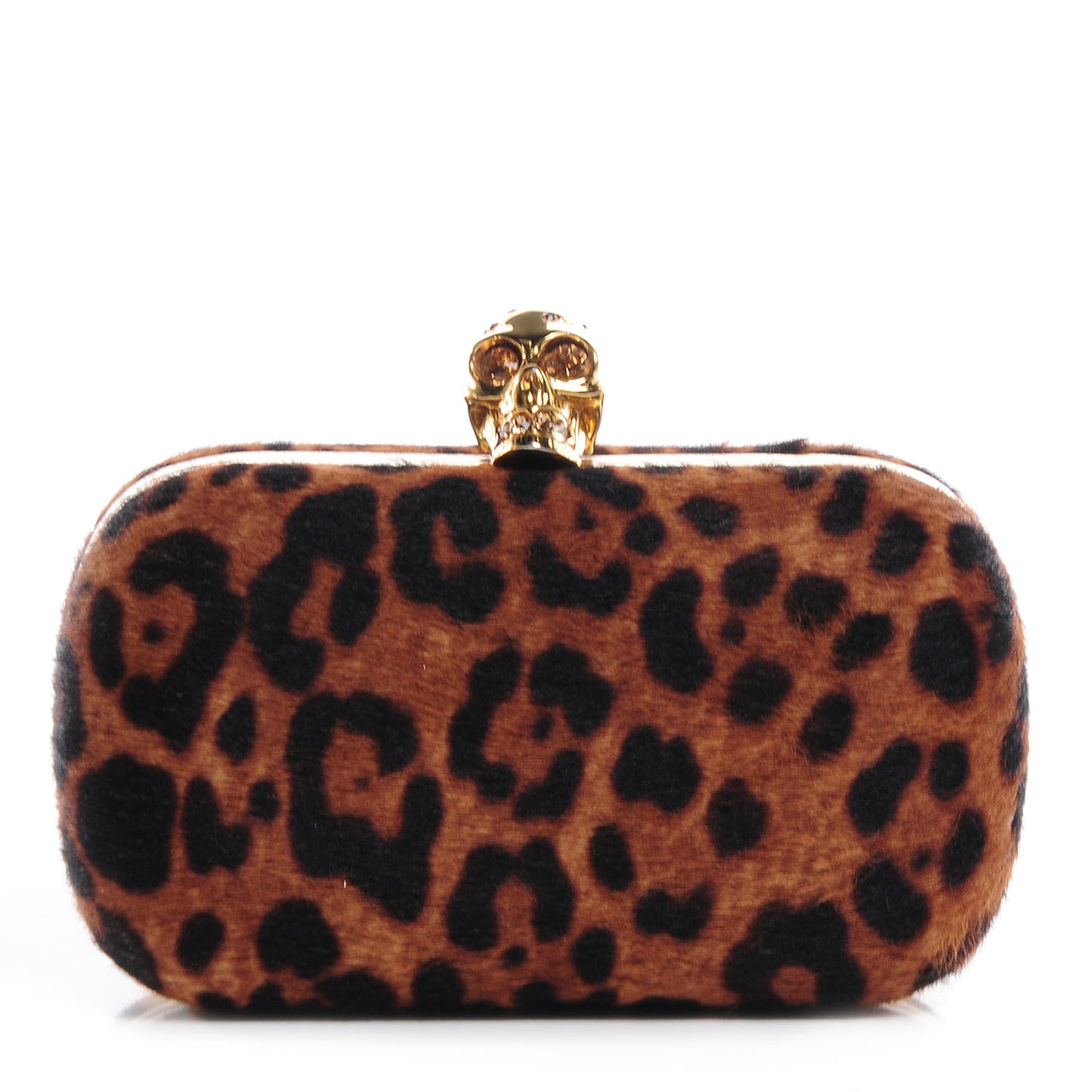 Leopard Print Calf Hair Box Clutch