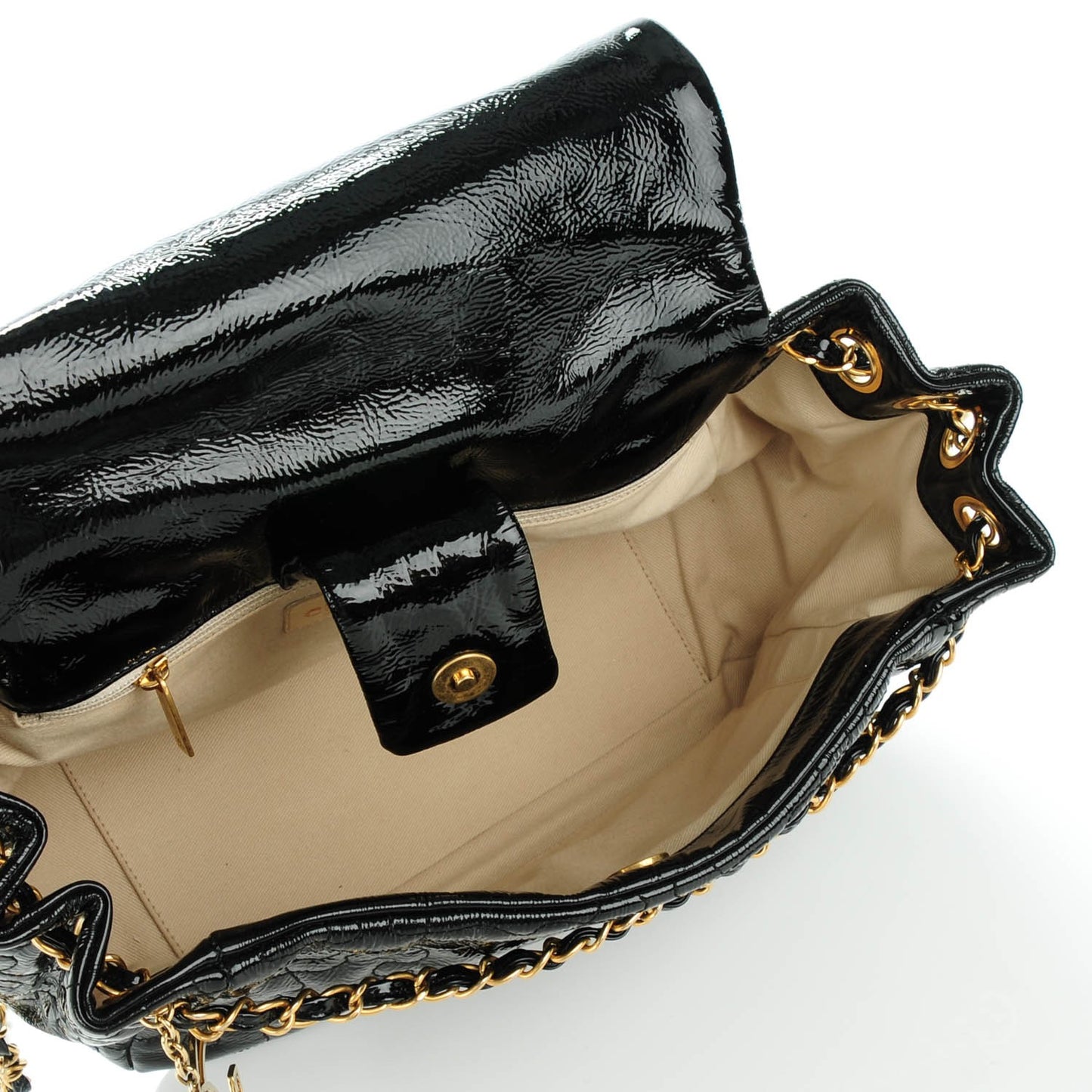Patent Puzzle Accordion Flap Bag Black