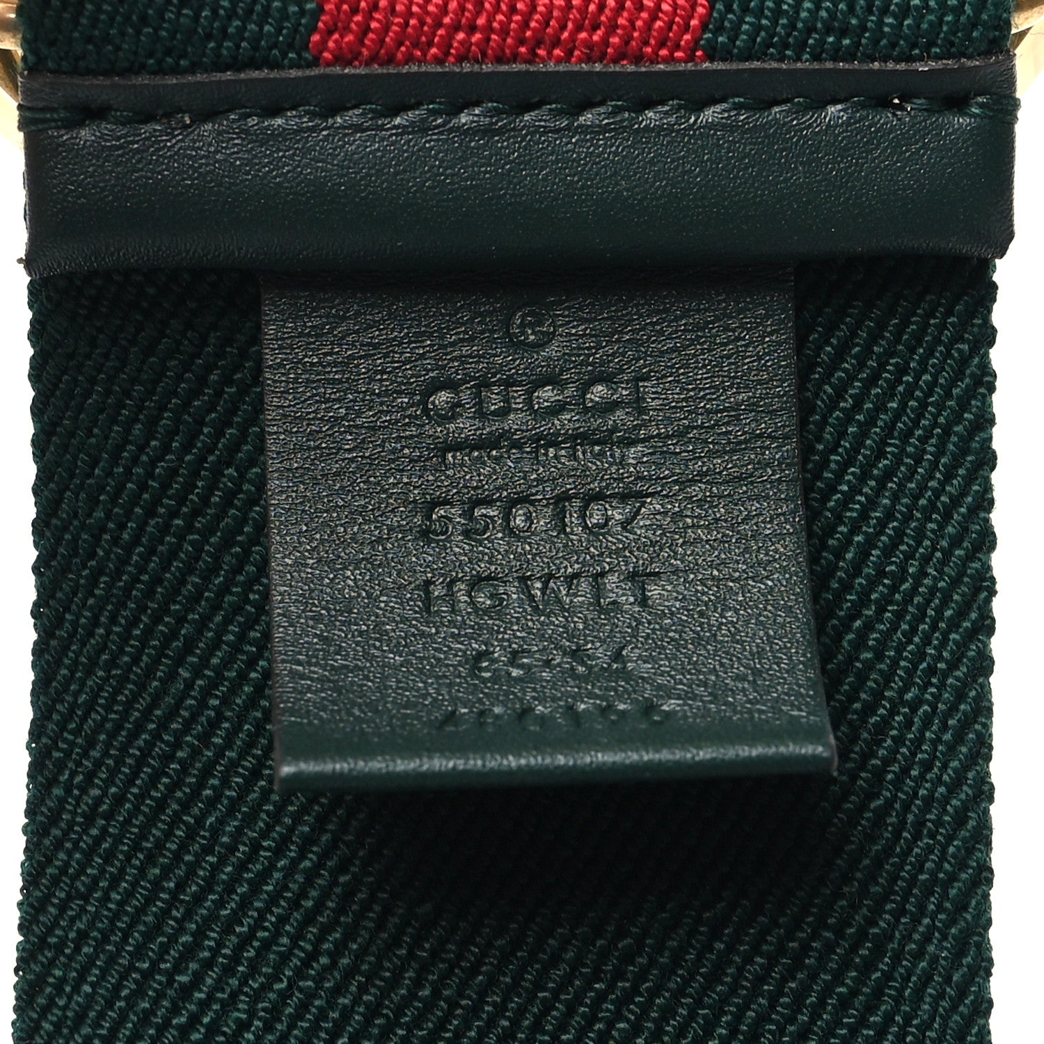Gucci Web Elastic Plexiglass GG Marmont Belt 85 34 Red Green 3 of 3