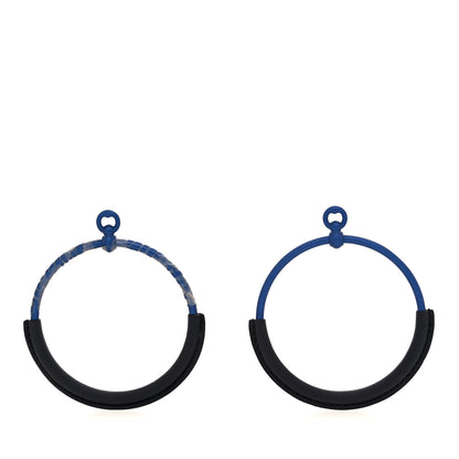 Hermes Aluminum Palladium Plated Swift Loop Earrings Bleu Black 1 of 4