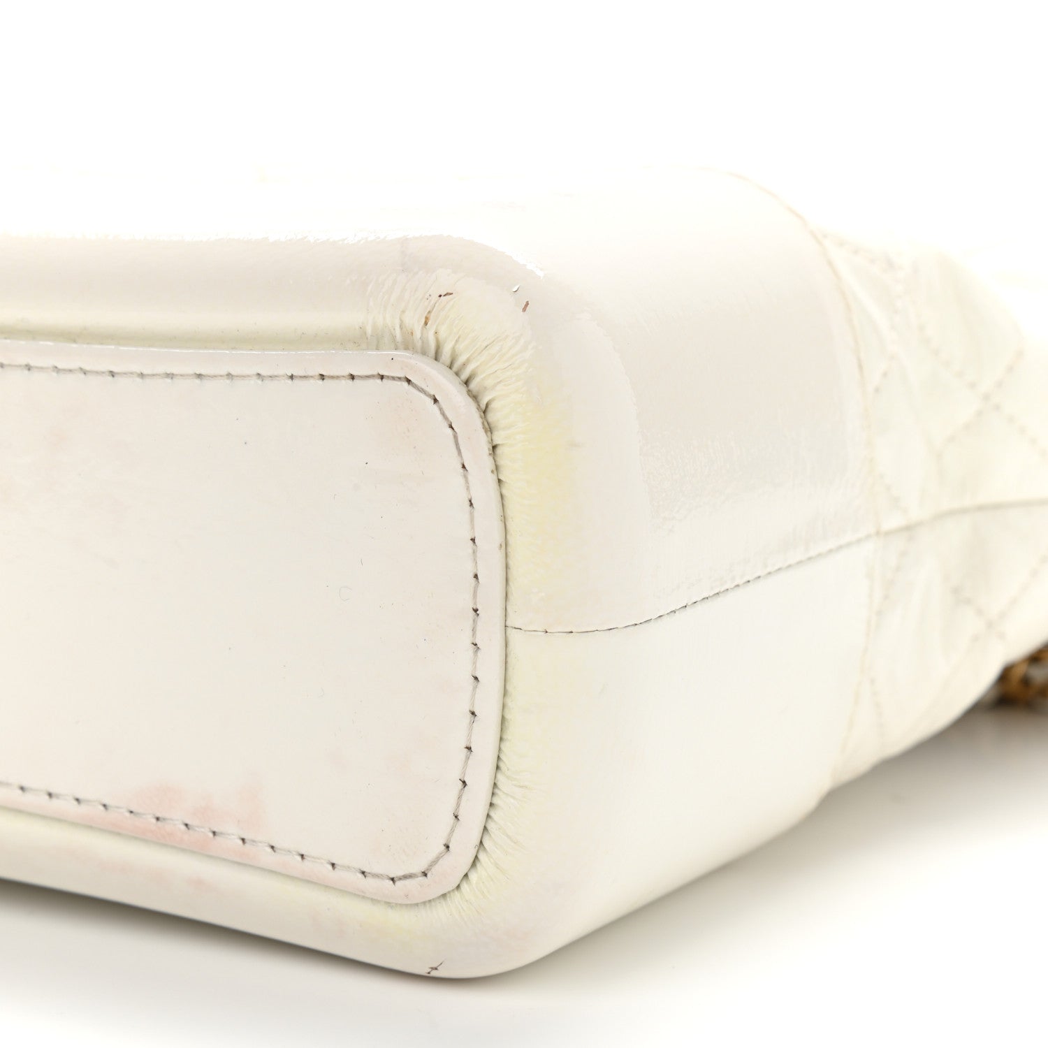 Chanel Patent Goatskin Quilted Medium Gabrielle Hobo White 25 of 25