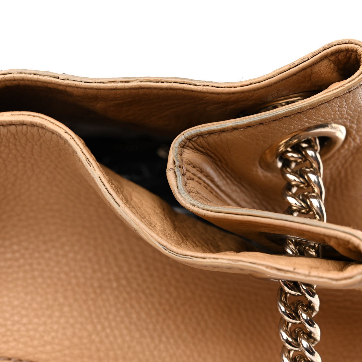 Pebbled Calfskin Large Soho Chain Shoulder Bag Nude