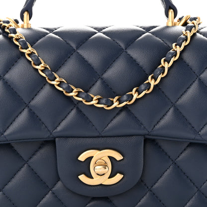 Chanel Lambskin Quilted Mini Metal Top Handle Rectangular Flap Blue 8 of 10