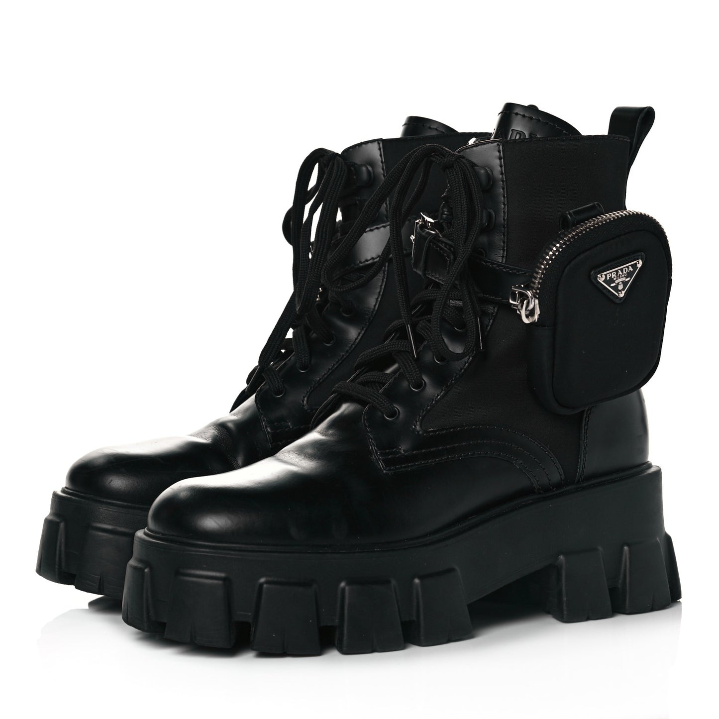 Spazzolato Rois Nylon Metal Triangle Logo Monolith Pouch Pocket 55mm Boots 36.5 Black