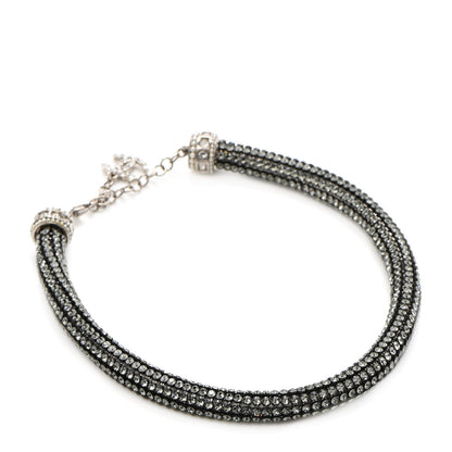 Chanel Crystal CC Logo Choker Necklace Dark Grey 1 of 7