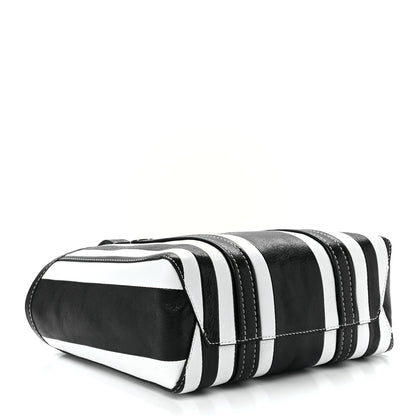 Balenciaga Agneau Arena Striped Patchwork Small Barbes East West Shopper Black White 4 of 10