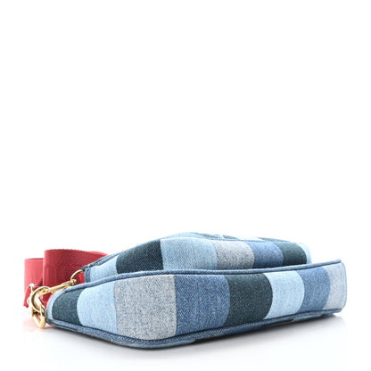 Louis Vuitton Denim Damier Monogram Patchwork Multi Pochette Accessories Blue Rouge 4 of 11