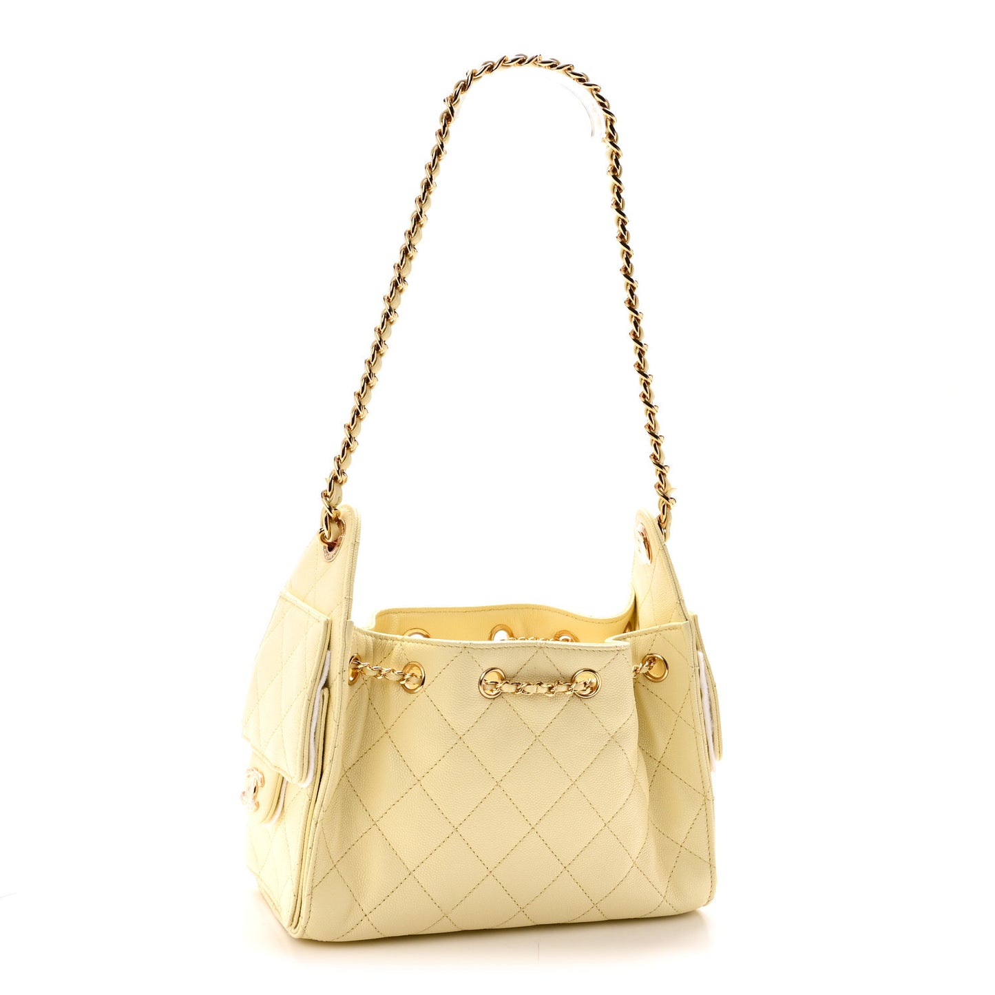 Caviar Quilted Mini Chanel 25 Handbag Light Yellow
