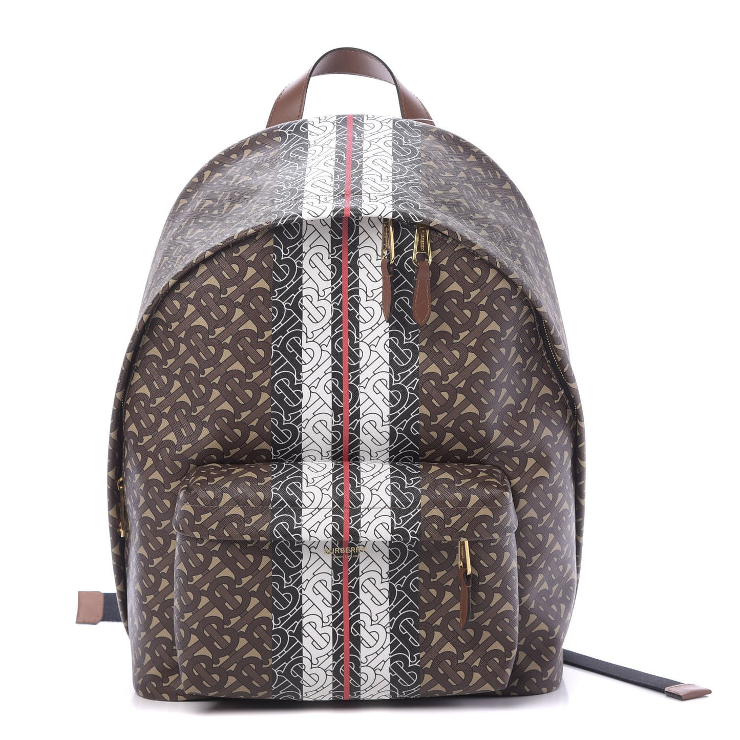 E-Canvas Monogram Stripe Backpack Bridle Brown