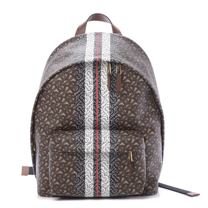 Burberry E-Canvas Monogram Stripe Backpack Bridle Brown 1 of 9