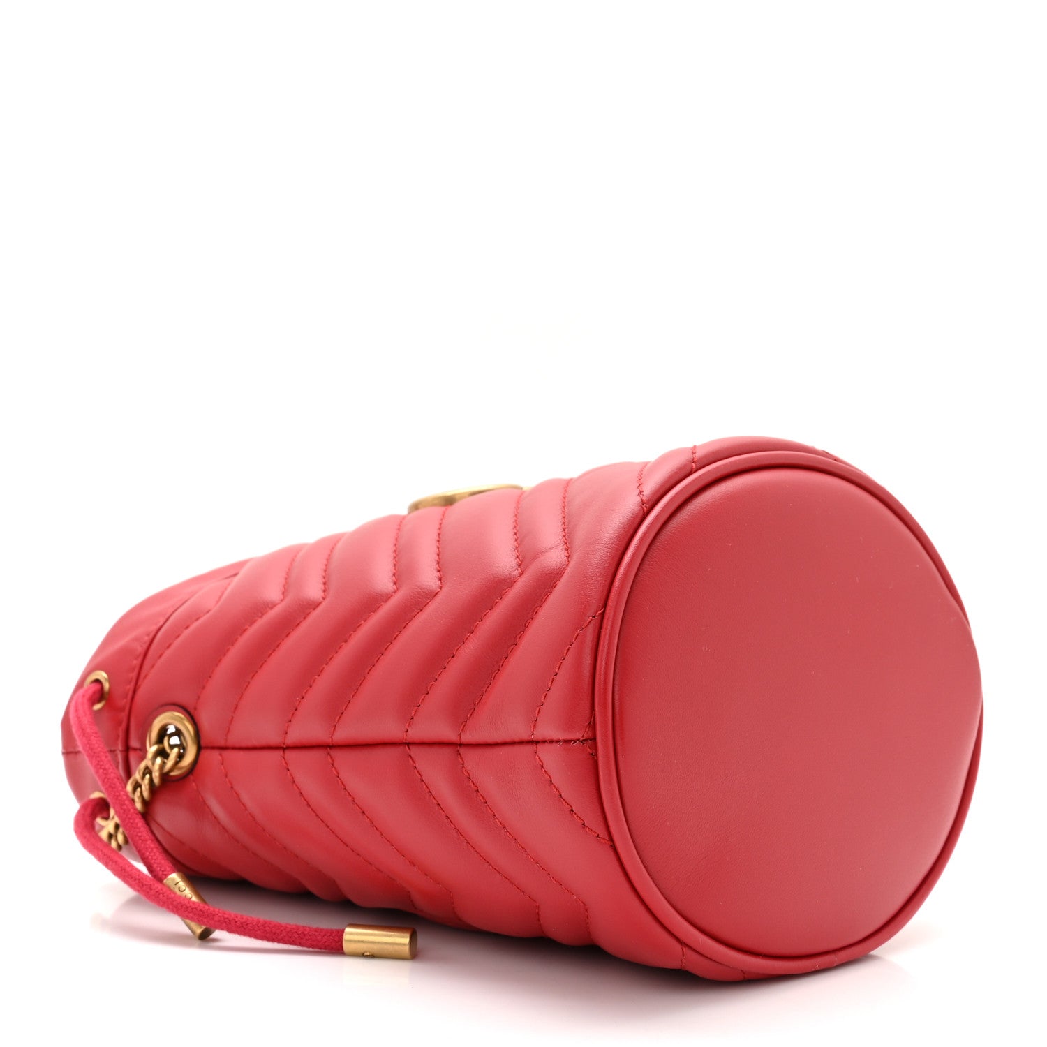 Gucci Calfskin Matelasse Mini GG Marmont 2.0 Bucket Bag Hibiscus Red 4 of 10