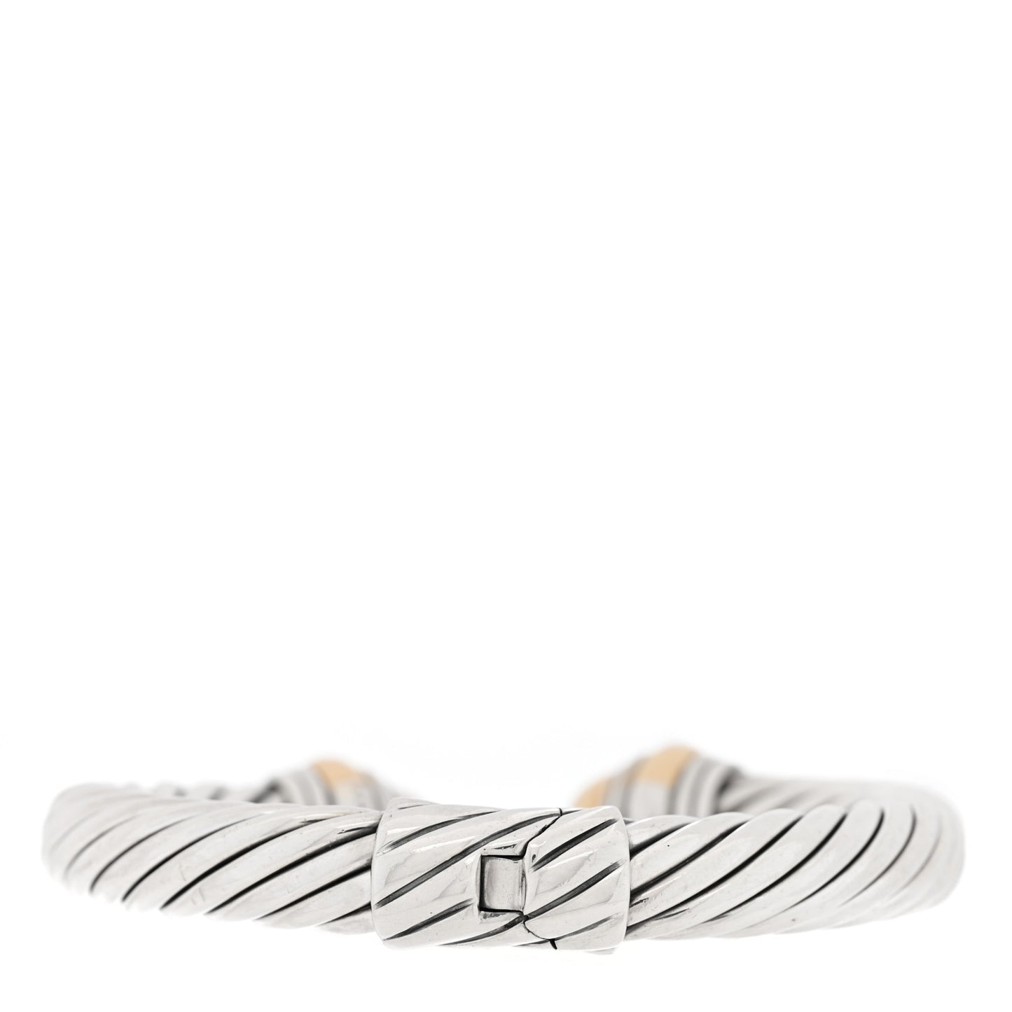 Sterling Silver 14K Yellow Gold 10mm Cable Classics Hinged Bracelet