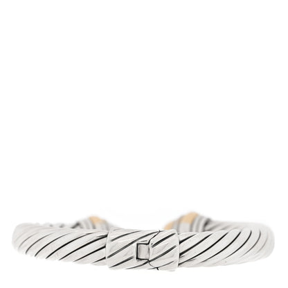 David Yurman Sterling Silver 14K Yellow Gold 10mm Cable Classics Hinged Bracelet 2 of 3