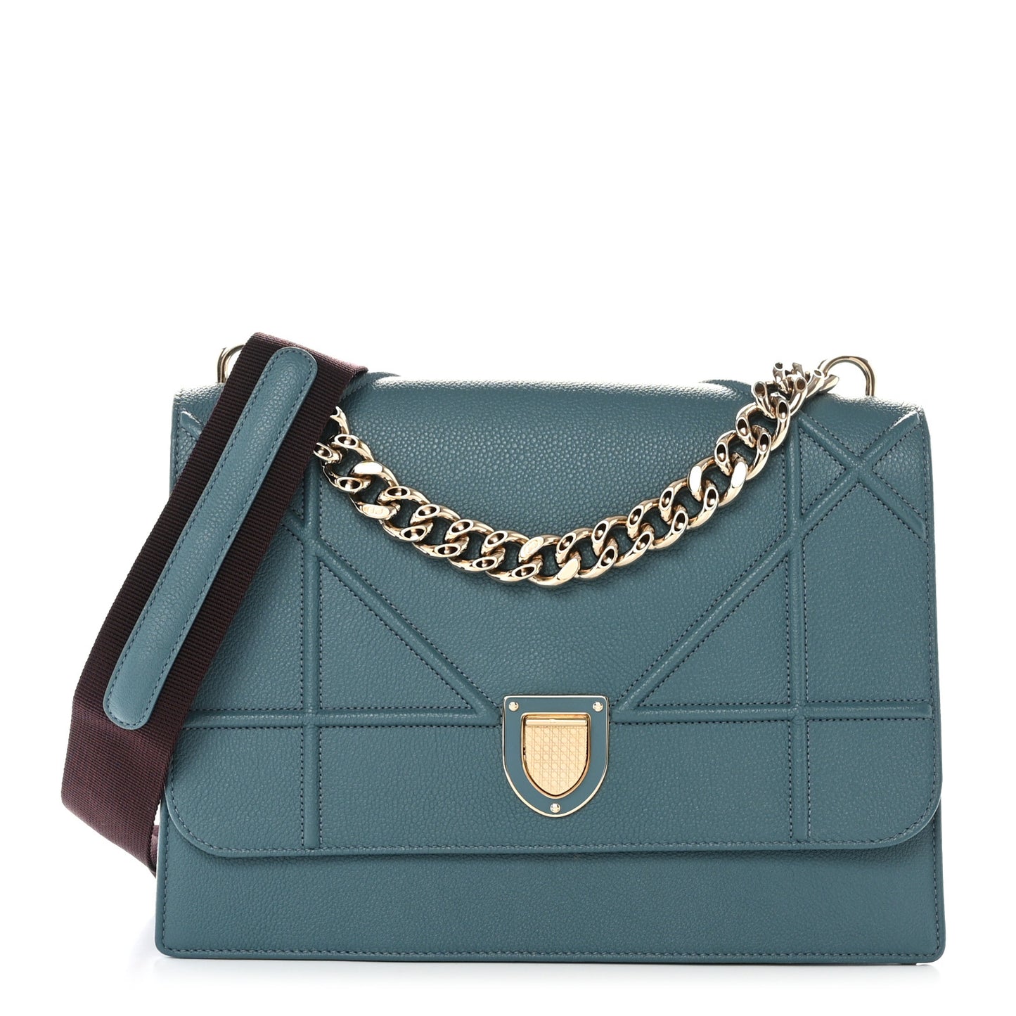 Grained Calfskin Diorama Satchel Agave Green