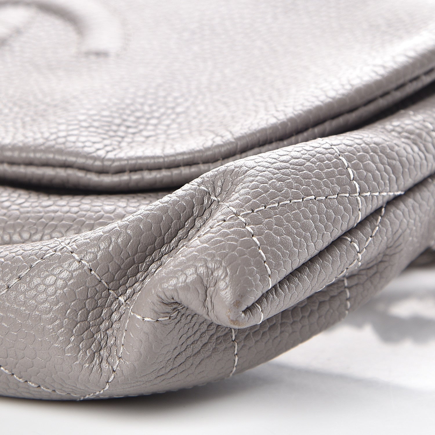 Chanel Caviar Half Moon Wallet On Chain WOC Light Grey 10 of 11