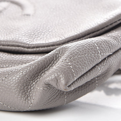 Chanel Caviar Half Moon Wallet On Chain WOC Light Grey 10 of 11