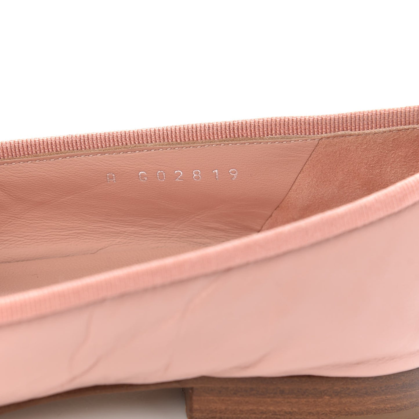 Crumpled Calfskin Cap Toe CC Ballerina Flats 36 Powder Pink