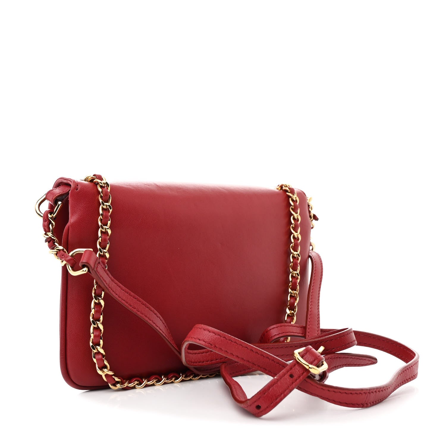 Chanel Lambskin Quilted CC Unchained Crossbody Red 3 of 12