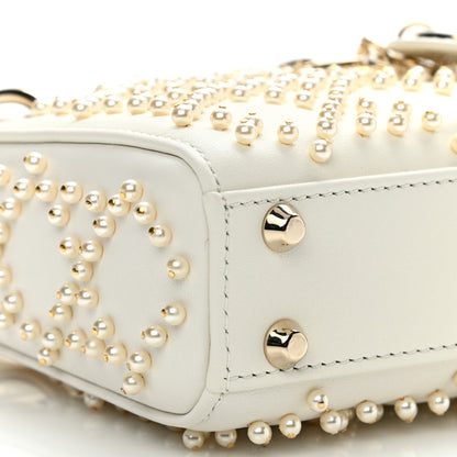 Christian Dior Lambskin Pearl Cannage Micro Lady Dior Latte 8 of 11