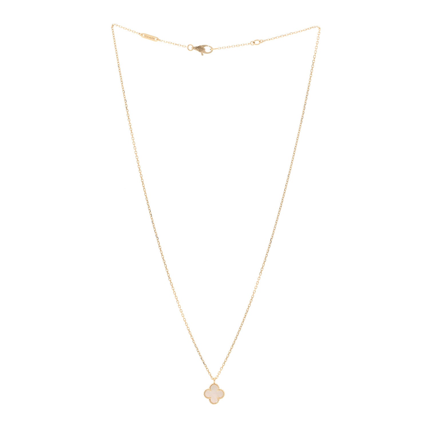 Van Cleef & Arpels 18K Yellow Gold Mother of Pearl Sweet Alhambra Pendant Necklace 3 of 6