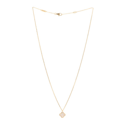 Van Cleef & Arpels 18K Yellow Gold Mother of Pearl Sweet Alhambra Pendant Necklace 3 of 6
