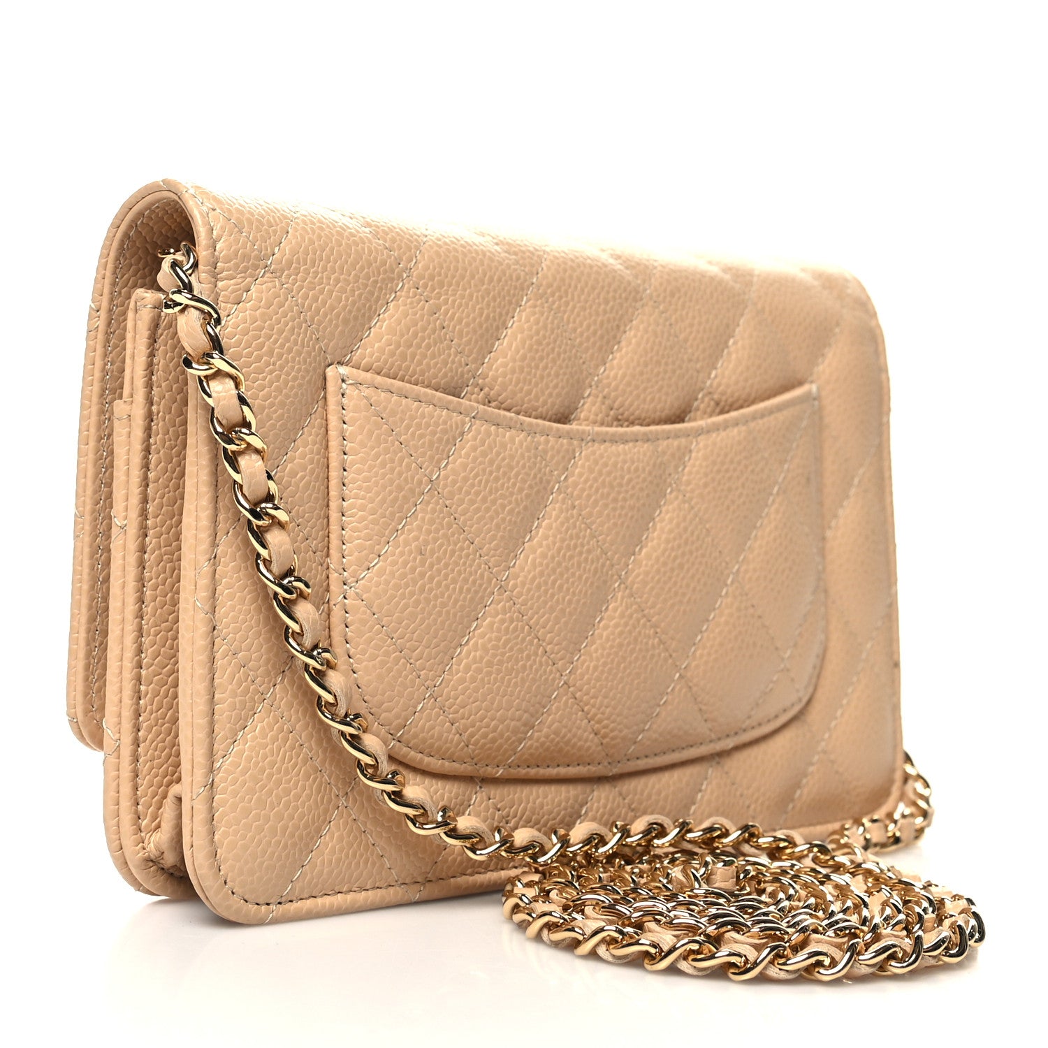 Chanel Caviar Quilted Wallet On Chain WOC Beige 3 of 12