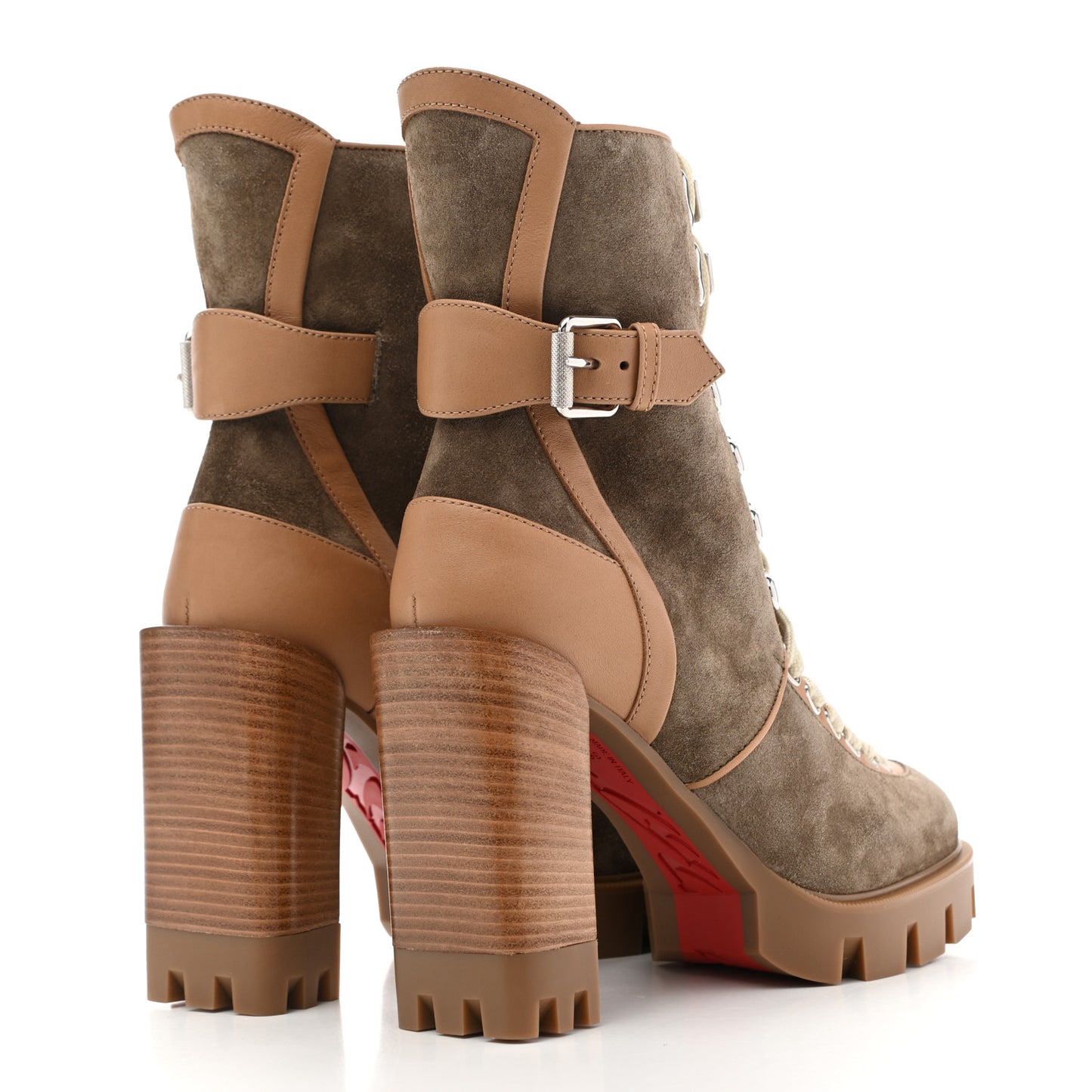 Suede Calfskin Macademia 100 Biker Platform Boots 36 Silex Light Cuir Dark Beige