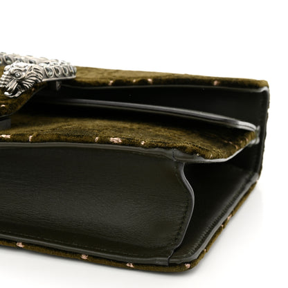 Gucci Velvet Moon Calfskin Crystal GG Monogram Small Dionysus Shoulder Bag Dark Olive Rose Gold 10 of 10