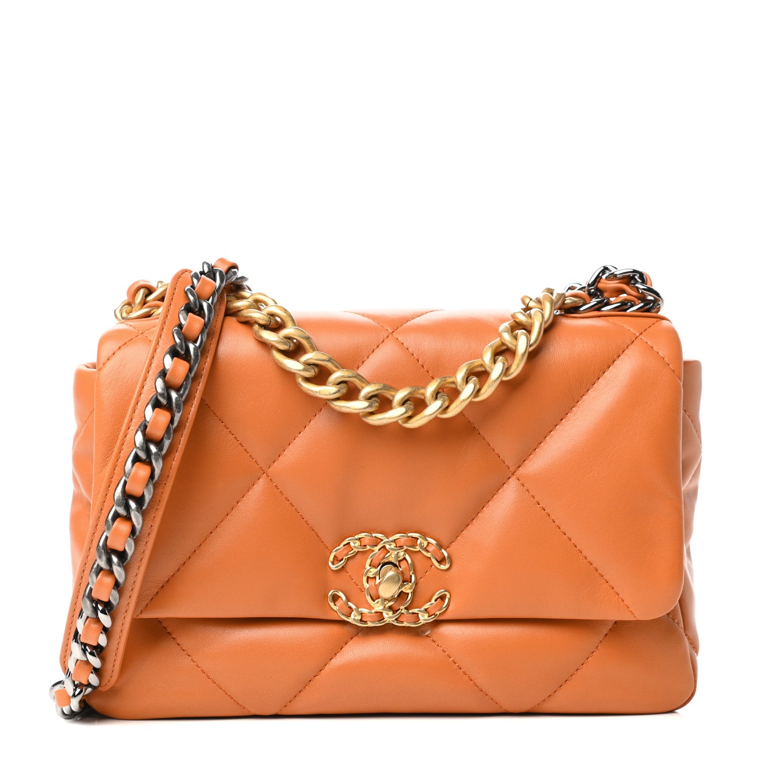 Chanel Lambskin Quilted Medium Chanel 19 Flap Light Brown 1 of 10