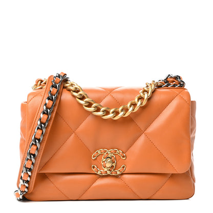 Chanel Lambskin Quilted Medium Chanel 19 Flap Light Brown 1 of 10