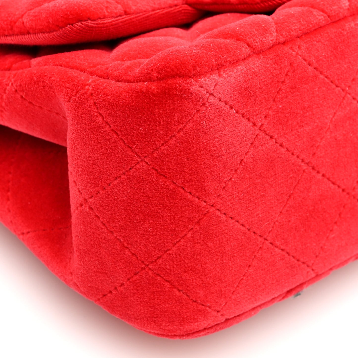Velvet Quilted Mini Square Flap Red