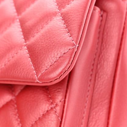 Chanel Metallic Calfskin Quilted Top Handle Flap Dark Pink 12 of 14