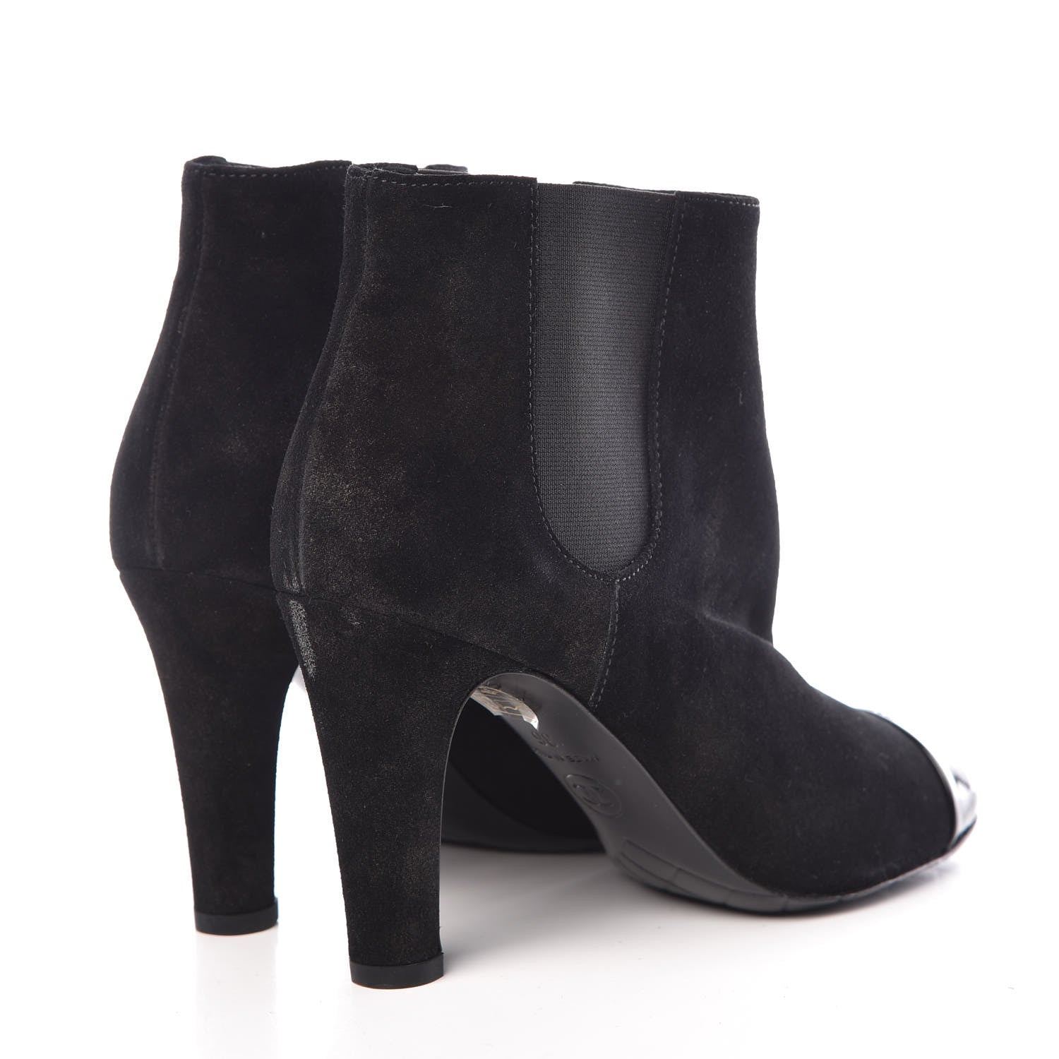 Chanel Suede Patent Cap Toe Short Boots 36 Black 4 of 9