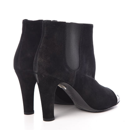 Chanel Suede Patent Cap Toe Short Boots 36 Black 4 of 9