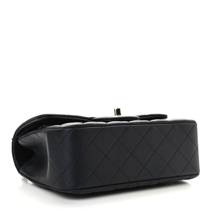 Chanel Lambskin Quilted Mini Top Handle Rectangular Flap Navy Blue 4 of 11