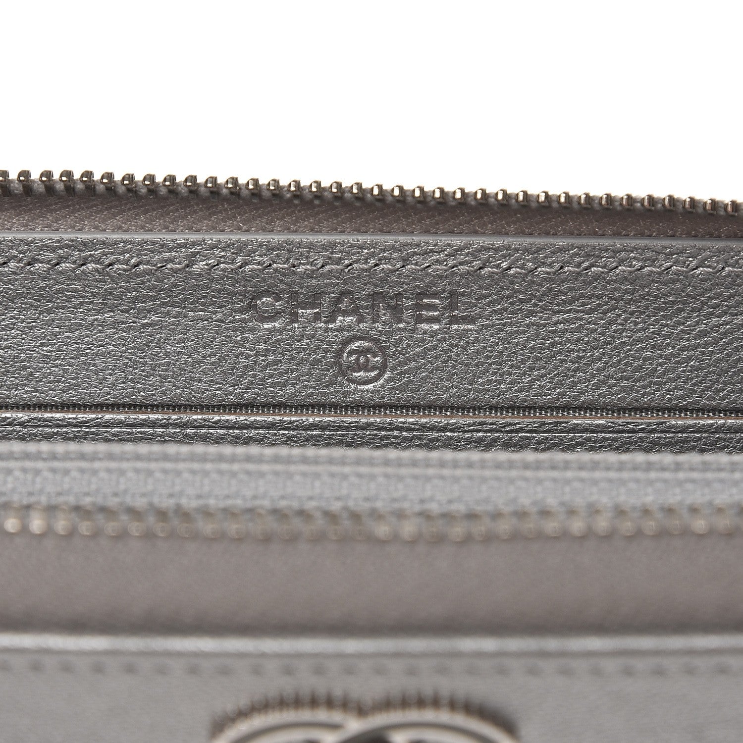 Chanel Metallic Sheepskin Chevron Quilted Medium Mademoiselle Vintage Zip Around Wallet Silver 6 of 9
