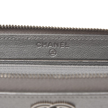 Chanel Metallic Sheepskin Chevron Quilted Medium Mademoiselle Vintage Zip Around Wallet Silver 6 of 9