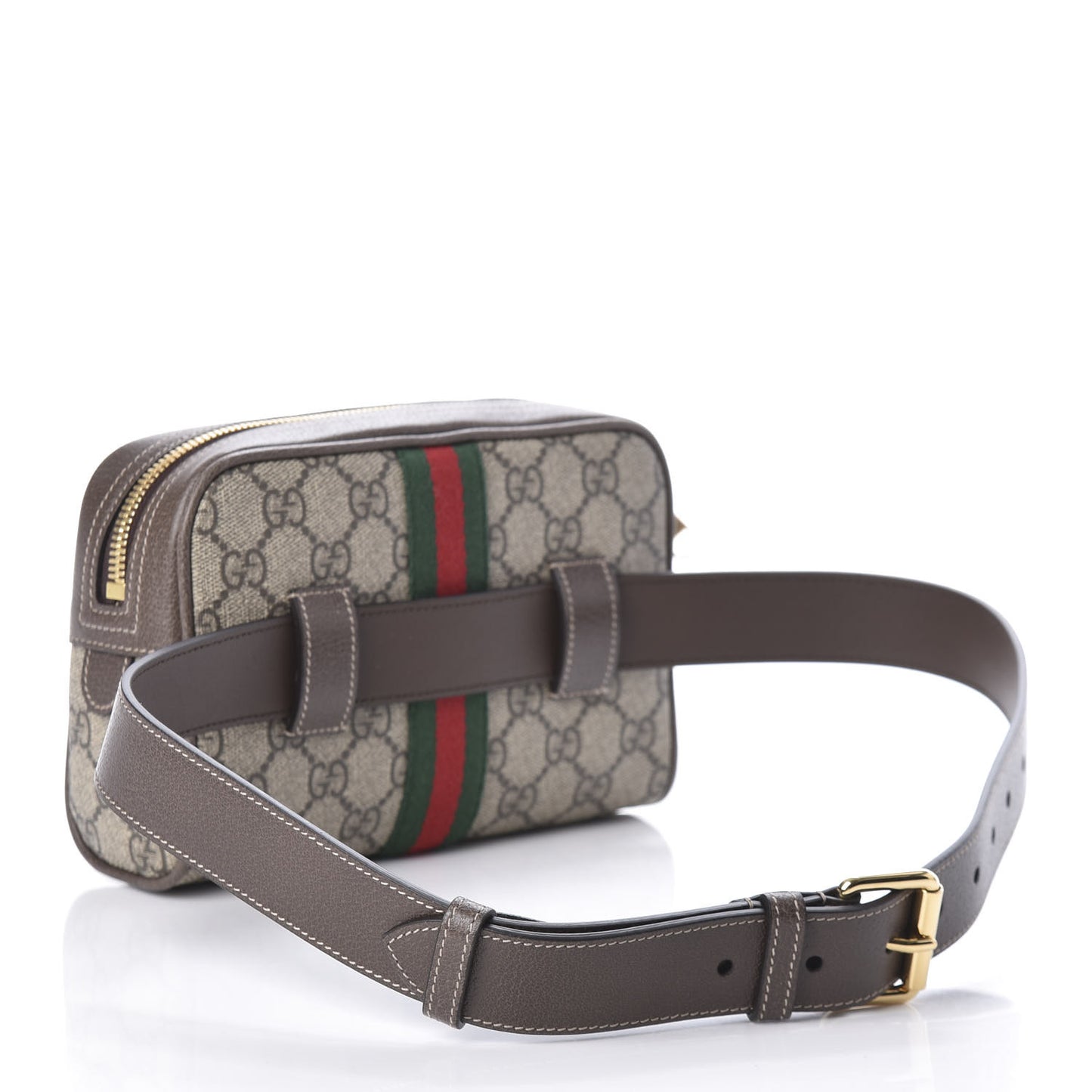 GG Supreme Monogram Web Small Ophidia Belt Bag 75 30 Dark Brown