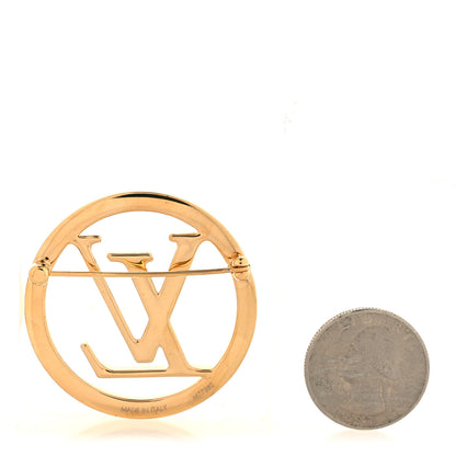 Louis Vuitton Metal LV Brooch Gold 2 of 3