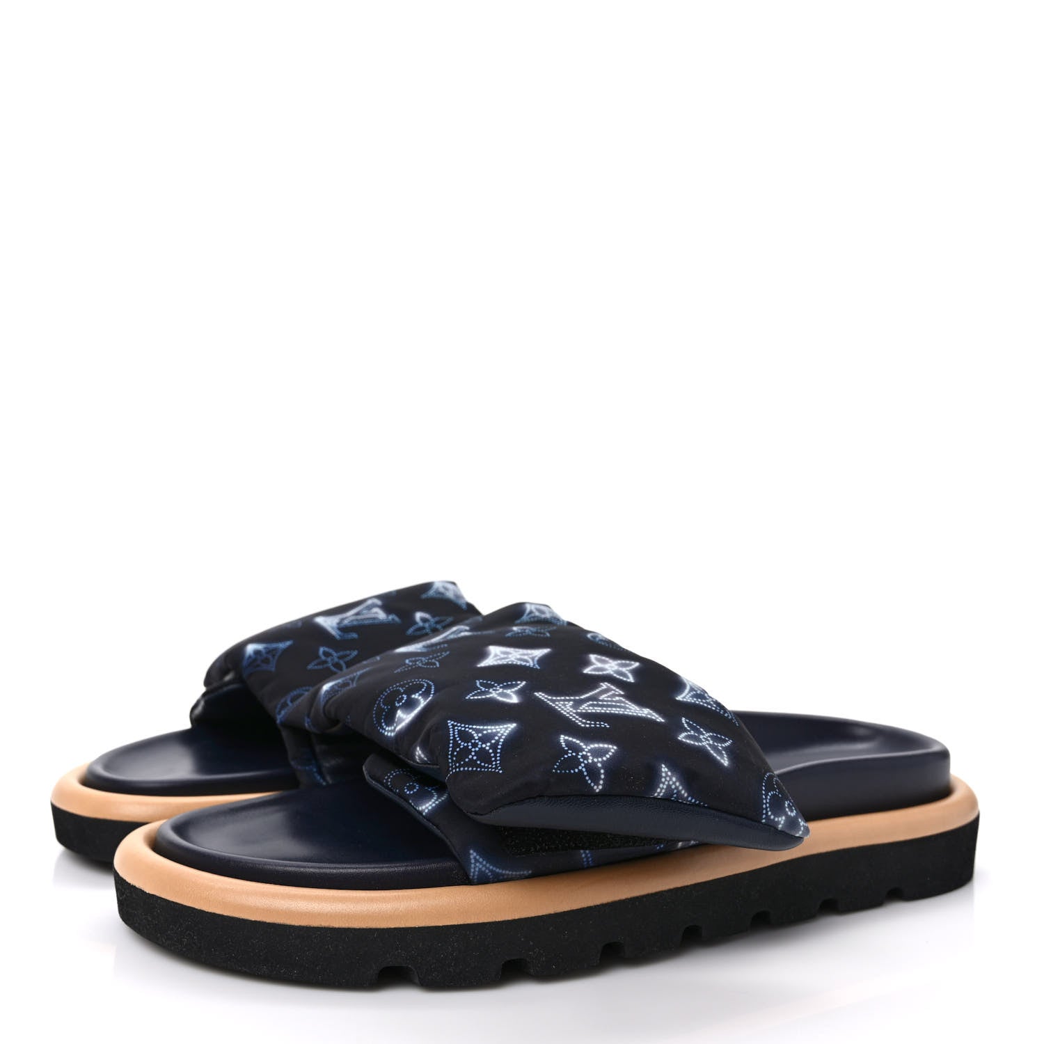 Louis Vuitton Nylon Monogram Womens Pool Pillow Comfort Mules 40 Navy Blue 3 of 7