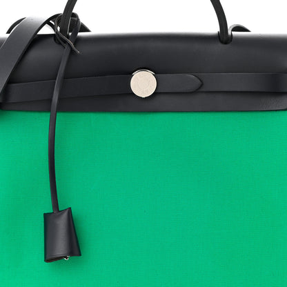 Hermes Vache Hunter Toile Herbag Zip Retourne 31 PM Cactus Bleu Indigo 9 of 12