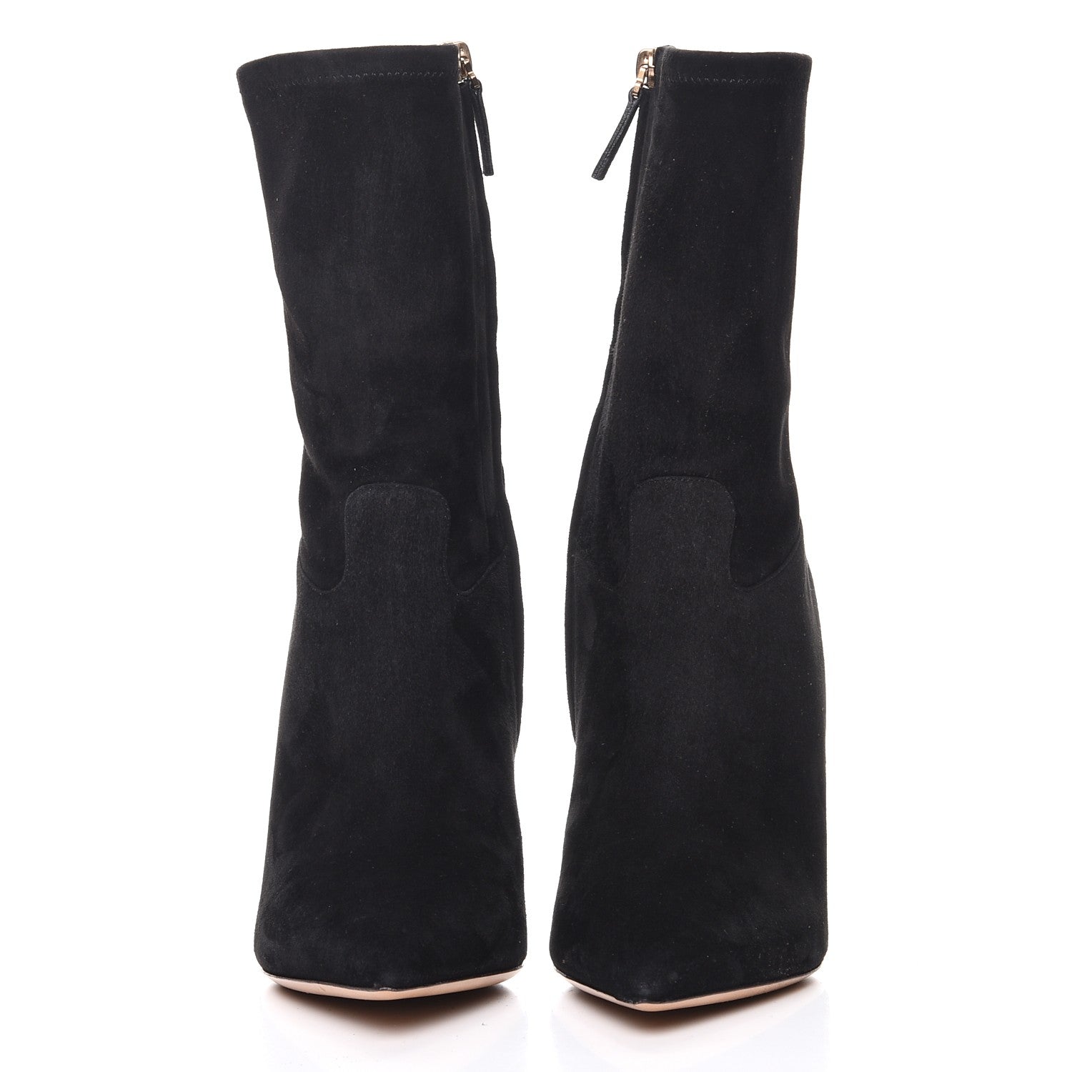 Valentino Garavani Suede Stretch Pointed Toe Mid Calf Boots 39 Black 2 of 8