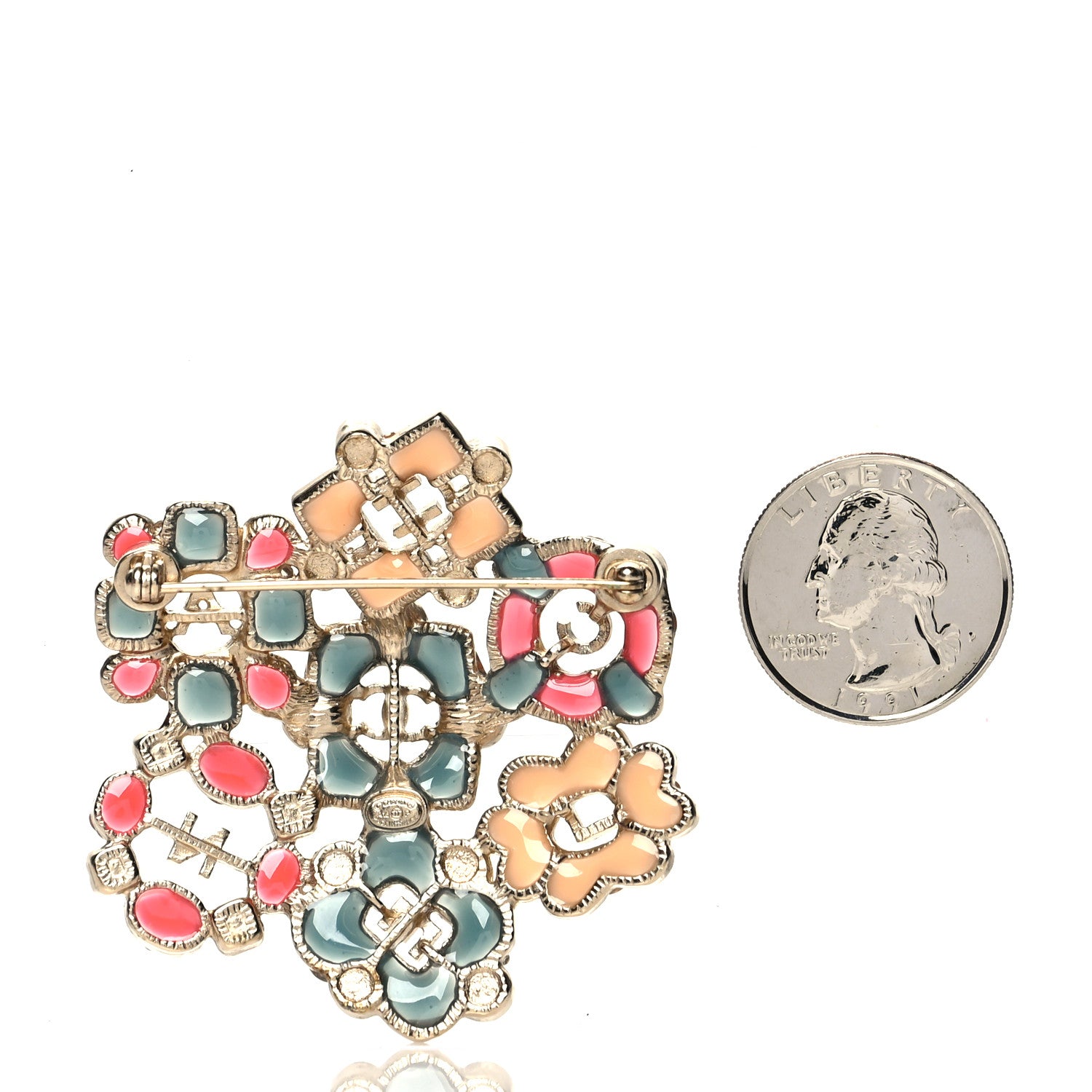 Chanel Resin Gripoix Poured Glass Pearl CC Brooch Multicolor 3 of 5