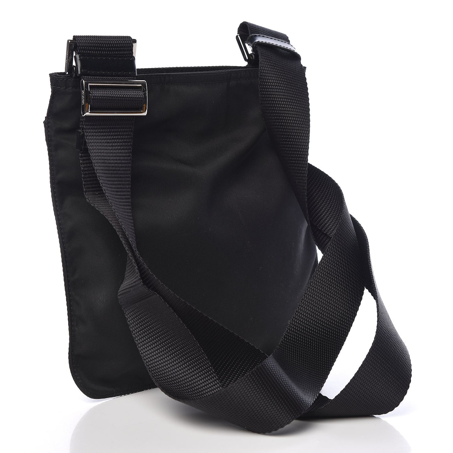 Nylon Small Flat Messenger Bag Black