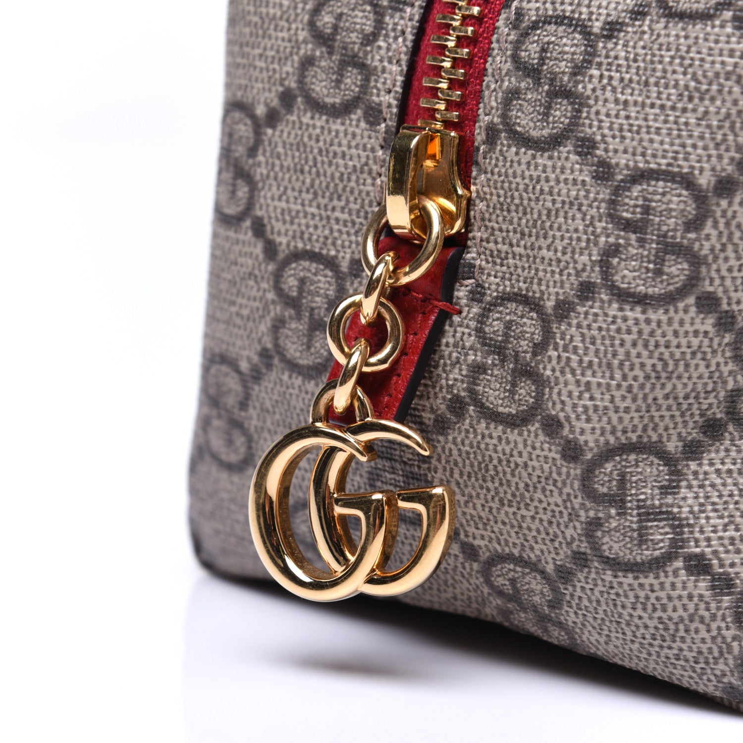Gucci Soft GG Supreme Monogram Calfskin Medium Ophidia Cosmetic Case Beige Ebony Hibiscus Red 12 of 12